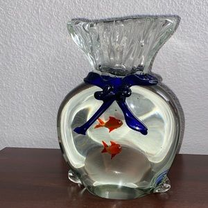Art glass goldfish in a clear bag